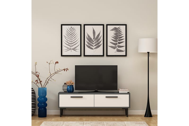 Kasteel Tv-bänk 120 cm - Antracit/Vit - Möbler - Tv möbel & mediamöbel - TV bänk & mediabänk