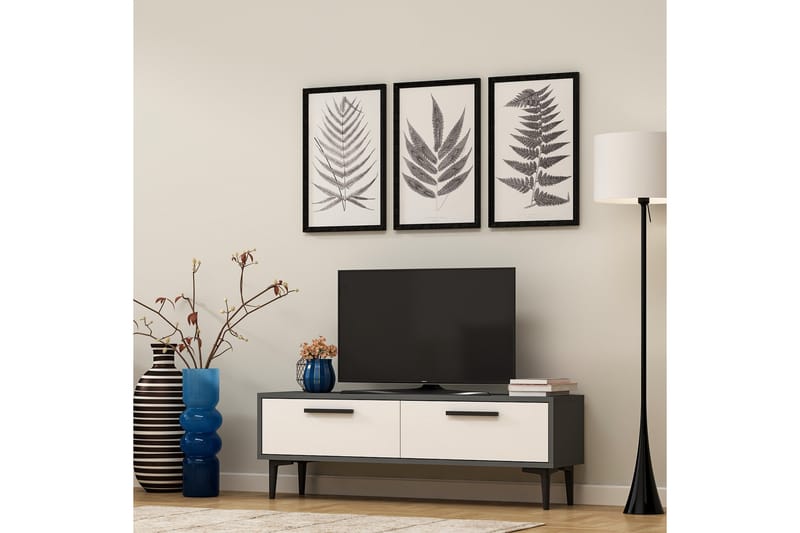 Kasteel Tv-bänk 120 cm - Antracit/Vit - Möbler - Tv möbel & mediamöbel - TV bänk & mediabänk