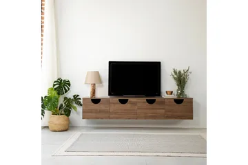 Khalidur Vägghängd Tv Bänk 180 cm med Förvaring i Valnöt - Brun - Möbler - Tv möbel & mediamöbel - TV bänk & mediabänk