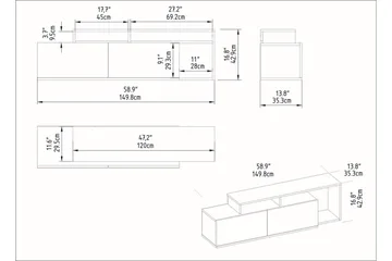 Lameyze Tv-bänk 150 cm - Natur/Vit - Möbler - Tv möbel & mediamöbel - TV bänk & mediabänk