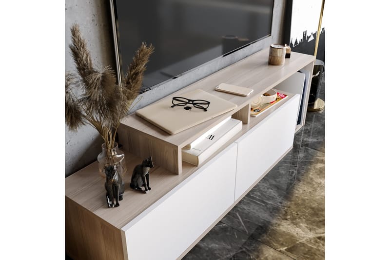 Lameyze Tv-bänk 150 cm - Natur/Vit - Möbler - Tv möbel & mediamöbel - TV bänk & mediabänk