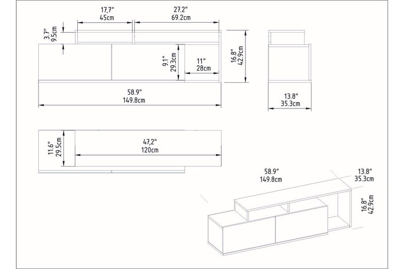 Lameyze Tv-bänk 150 cm - Natur/Vit - Möbler - Tv möbel & mediamöbel - TV bänk & mediabänk
