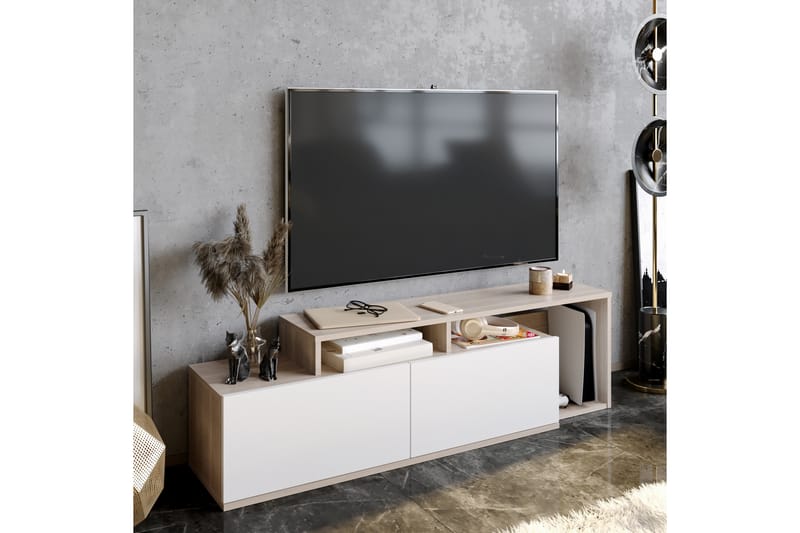 Lameyze Tv-bänk 150 cm - Natur/Vit - TV bänk & mediabänk