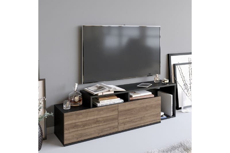 Lameyze Tv-bänk 150 cm - Svart/Mörkbrun - Möbler - Tv möbel & mediamöbel - TV bänk & mediabänk