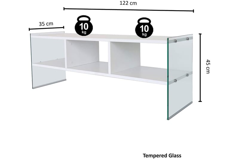 Lekkenne TV-bänk 122 cm - Vit - Möbler - Tv möbel & mediamöbel - TV bänk & mediabänk