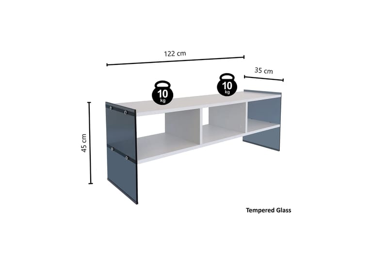 Lekkenne TV-bänk 122 cm - Vit/Grå - Möbler - Tv möbel & mediamöbel - TV bänk & mediabänk