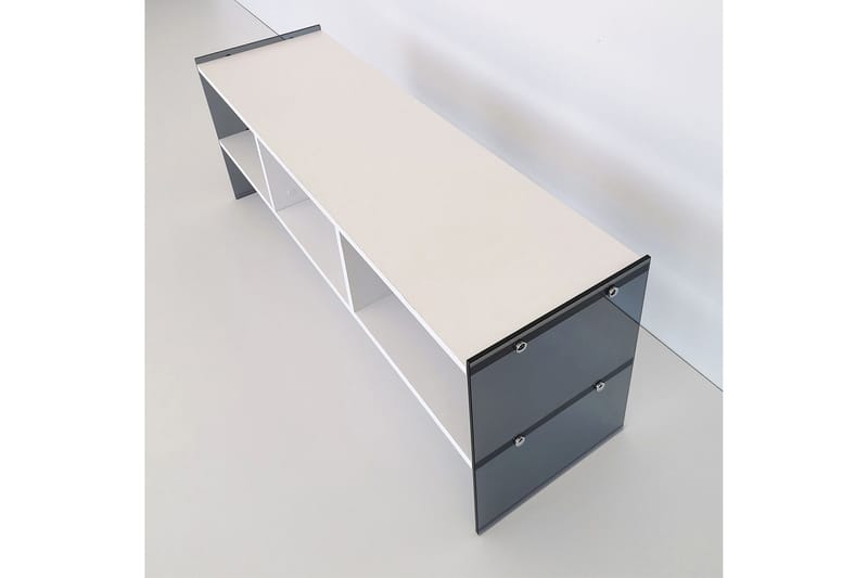 Lekkenne TV-bänk 122 cm - Vit/Grå - Möbler - Tv möbel & mediamöbel - TV bänk & mediabänk