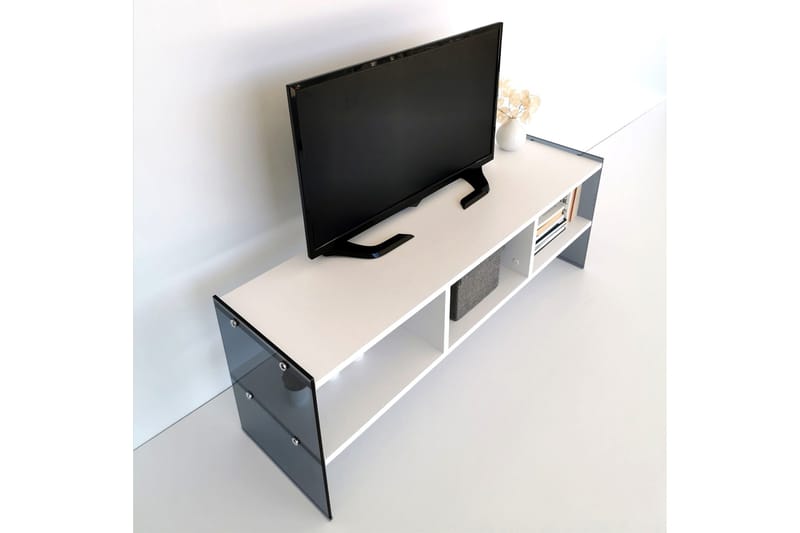 Lekkenne TV-bänk 122 cm - Vit/Grå - Möbler - Tv möbel & mediamöbel - TV bänk & mediabänk