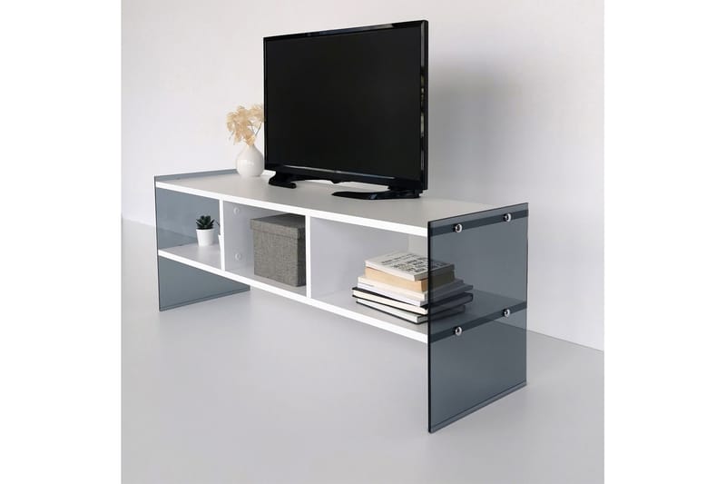 Lekkenne TV-bänk 122 cm - Vit/Grå - Möbler - Tv möbel & mediamöbel - TV bänk & mediabänk