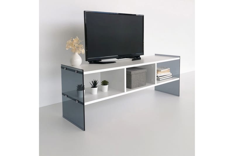 Lekkenne TV-bänk 122 cm - Vit/Grå - Möbler - Tv möbel & mediamöbel - TV bänk & mediabänk