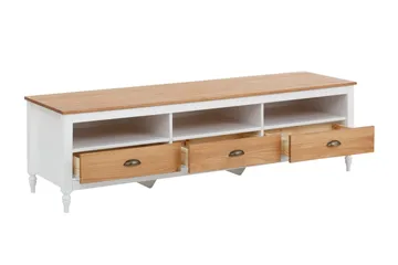 Lenham TV Bänk 110 cm med Förvaring i Ljust Trä - Vit|Beige - Möbler - Tv möbel & mediamöbel - TV bänk & mediabänk