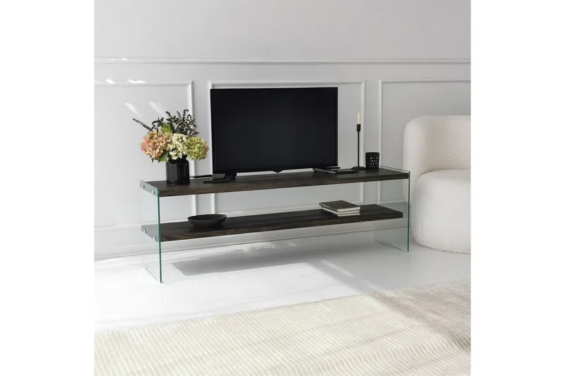 Lepinas Golvstående Tv Bänk 140 cm i Målat Trä, Mörkbrun