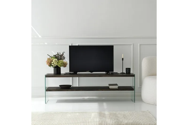 Lepinas Golvstående Tv Bänk 140 cm i Målat Trä - Mörkbrun - Möbler - Tv möbel & mediamöbel - TV bänk & mediabänk