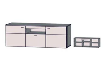 Lianne TV-bänk 150 cm  2 Dörrar Låda inkl Belysning - Plank Ek/Grå - Möbler - Tv möbel & mediamöbel - TV bänk & mediabänk