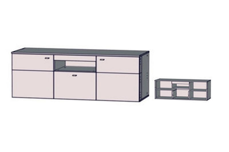 Lianne TV-bänk 150 cm  2 Dörrar Låda inkl Belysning - Plank Ek/Grå - Möbler - Tv möbel & mediamöbel - TV bänk & mediabänk