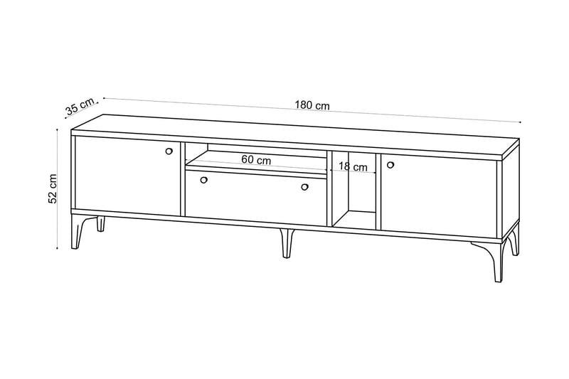 Liscard Tv-bänk 180 cm - Natur - TV bänk & mediabänk