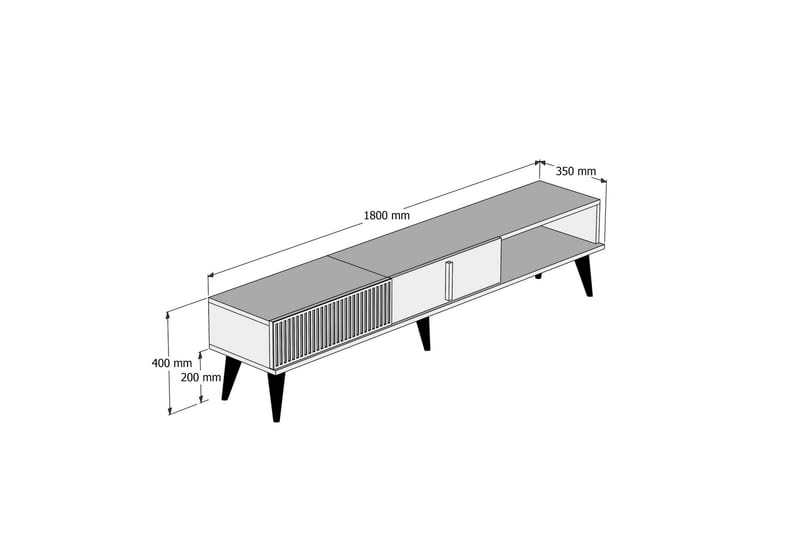 Lissione Tv-bänk 180 cm - Mörkbrun/Svart - TV bänk & mediabänk