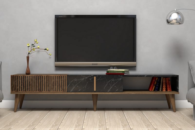 Lissione Tv-bänk 180 cm - Mörkbrun/Svart - Möbler - Tv möbel & mediamöbel - TV bänk & mediabänk