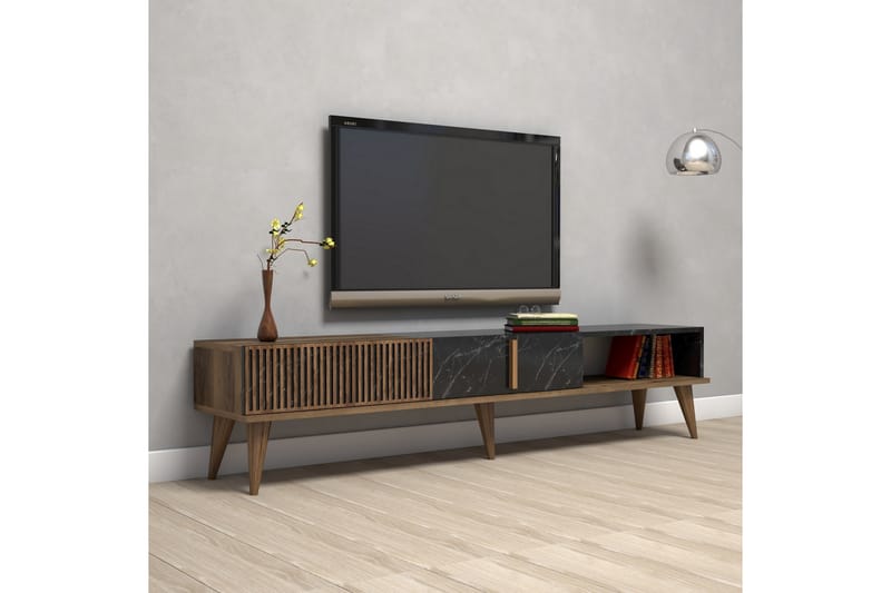 Lissione Tv-bänk 180 cm - Mörkbrun/Svart - Möbler - Tv möbel & mediamöbel - TV bänk & mediabänk