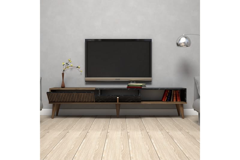 Lissione Tv-bänk 180 cm - Mörkbrun/Svart - Möbler - Tv möbel & mediamöbel - TV bänk & mediabänk