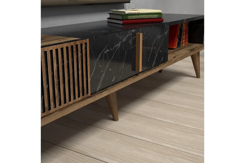 Lissione Tv-bänk 180 cm - Mörkbrun/Svart - Möbler - Tv möbel & mediamöbel - TV bänk & mediabänk