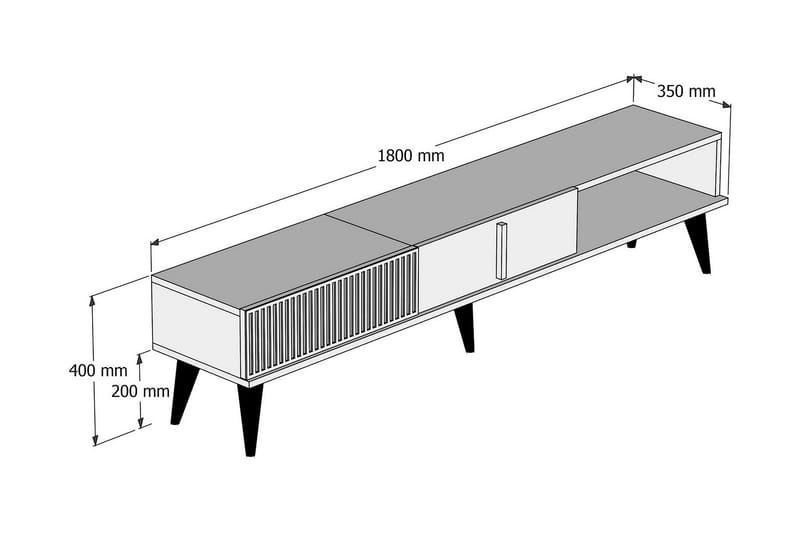 Lissione Tv-bänk 180 cm - Mörkbrun/Vit - Möbler - Tv möbel & mediamöbel - TV bänk & mediabänk