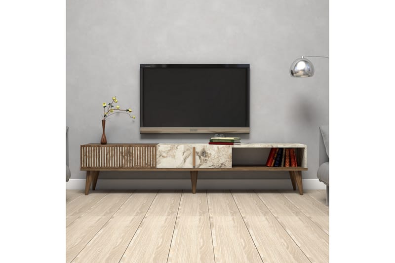 Lissione Tv-bänk 180 cm - Mörkbrun/Vit - Möbler - Tv möbel & mediamöbel - TV bänk & mediabänk