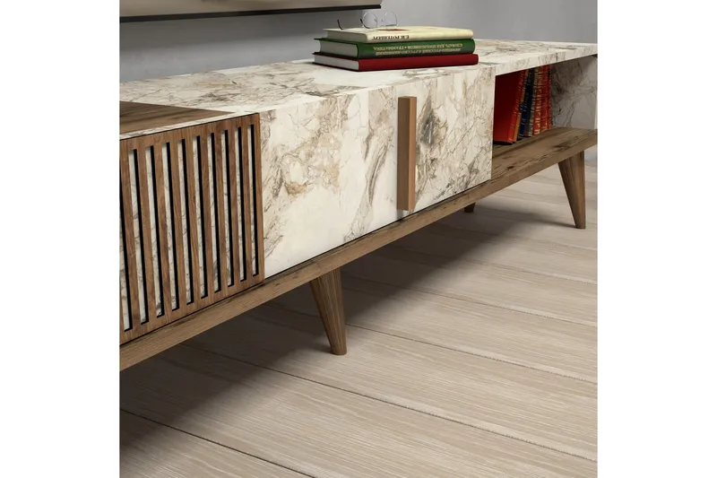 Lissione Tv-bänk 180 cm - Mörkbrun/Vit - Möbler - Tv möbel & mediamöbel - TV bänk & mediabänk