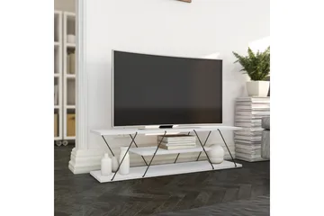 Ljusfors Golvstående TV Bänk 120 cm med Förvaring i Målat Trä - Vit - Möbler - Tv möbel & mediamöbel - TV bänk & mediabänk