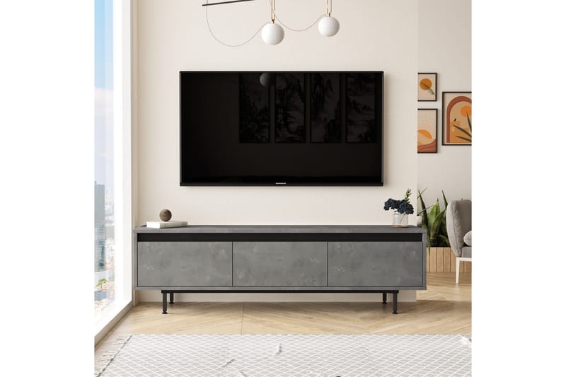 Lozyno Tv-bänk 160 cm - Silver/Svart - Möbler - Tv möbel & mediamöbel - TV bänk & mediabänk