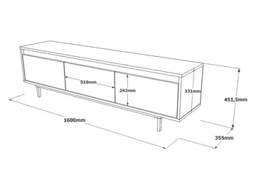 Lozyno Tv-bänk 160 cm - Silver/Svart - Möbler - Tv möbel & mediamöbel - TV bänk & mediabänk