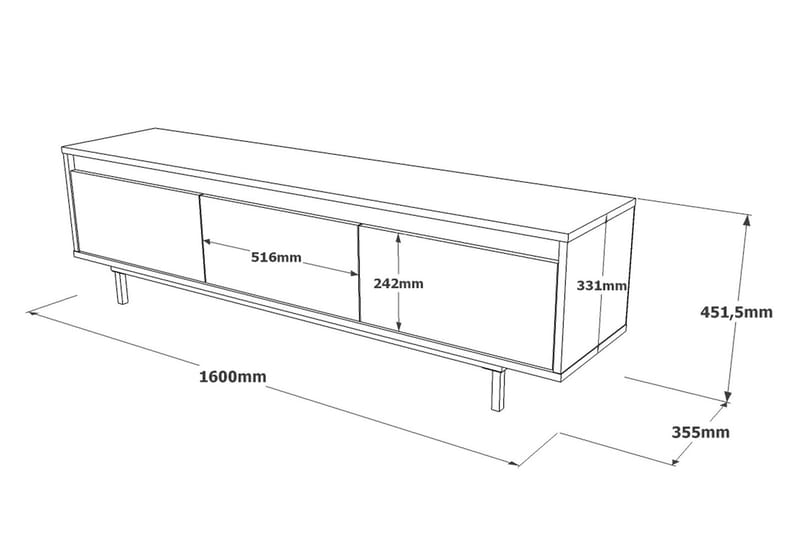 Lozyno Tv-bänk 160 cm - Silver/Svart - Möbler - Tv möbel & mediamöbel - TV bänk & mediabänk