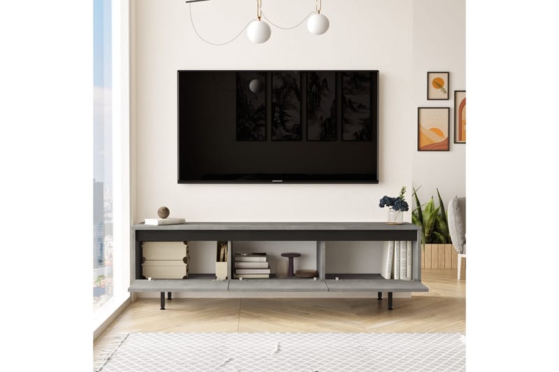 Lozyno Tv-bänk 160 cm - Silver/Svart - Möbler - Tv möbel & mediamöbel - TV bänk & mediabänk