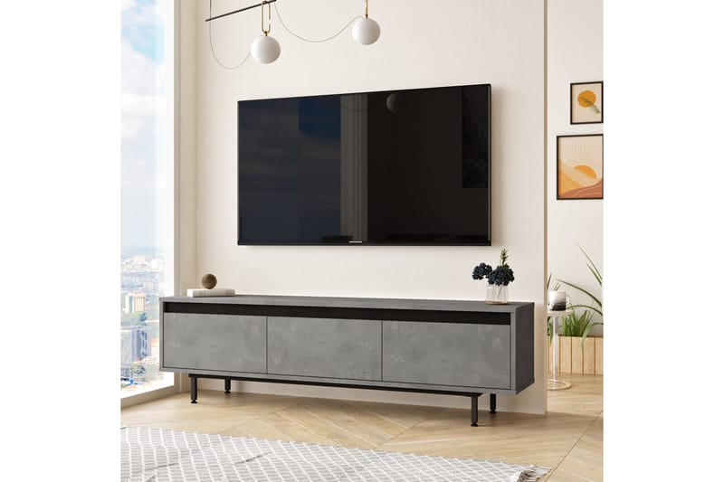 Lozyno Tv-bänk 160 cm - Silver/Svart - Möbler - Tv möbel & mediamöbel - TV bänk & mediabänk