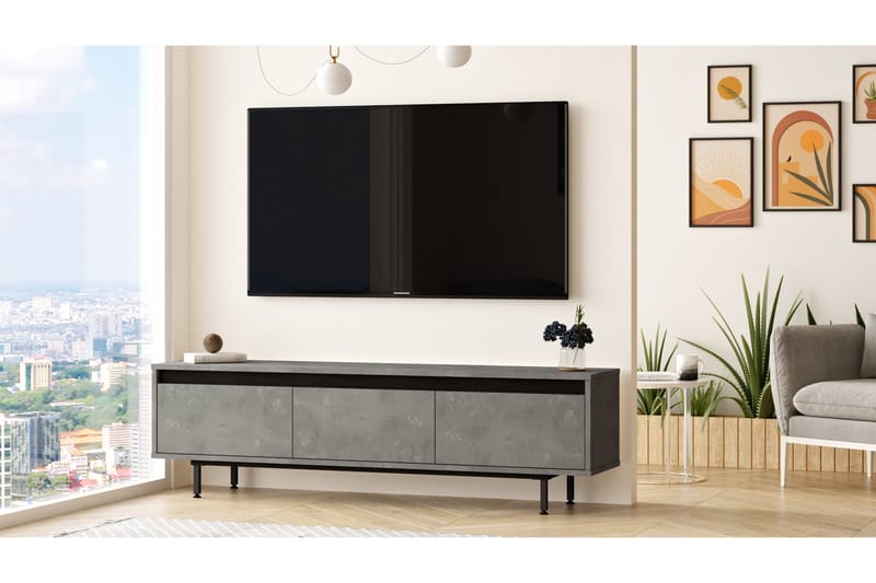 Lozyno Tv-bänk 160 cm - Silver/Svart - Möbler - Tv möbel & mediamöbel - TV bänk & mediabänk