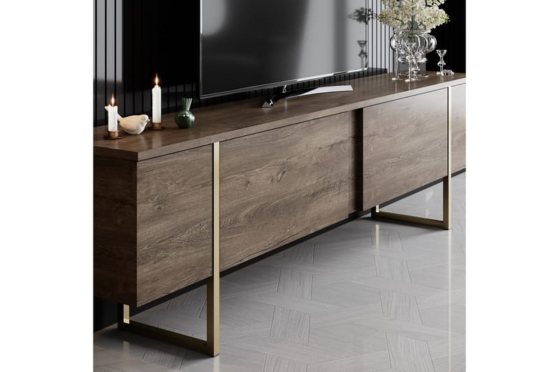 Luxe Tv-bänk 180x50 cm Brun/Guld - Hanah Home - Möbler - Tv möbel & mediamöbel - TV bänk & mediabänk