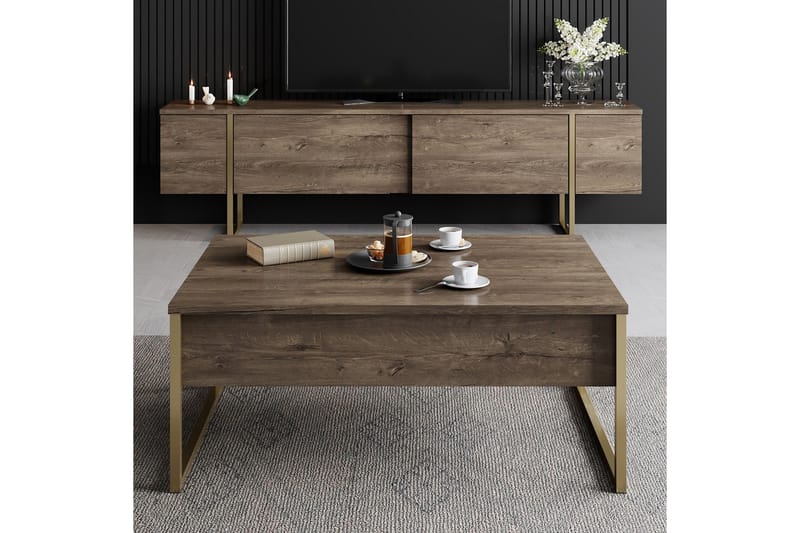 Luxe Tv-bänk 180x50 cm Brun/Guld - Hanah Home - TV bänk & mediabänk