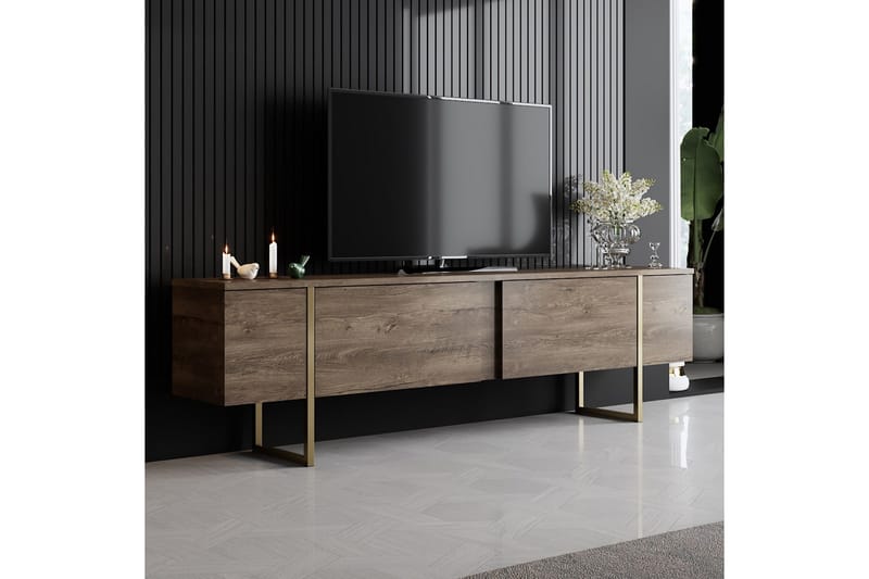 Luxe Tv-bänk 180x50 cm Brun/Guld - Hanah Home - Möbler - Tv möbel & mediamöbel - TV bänk & mediabänk