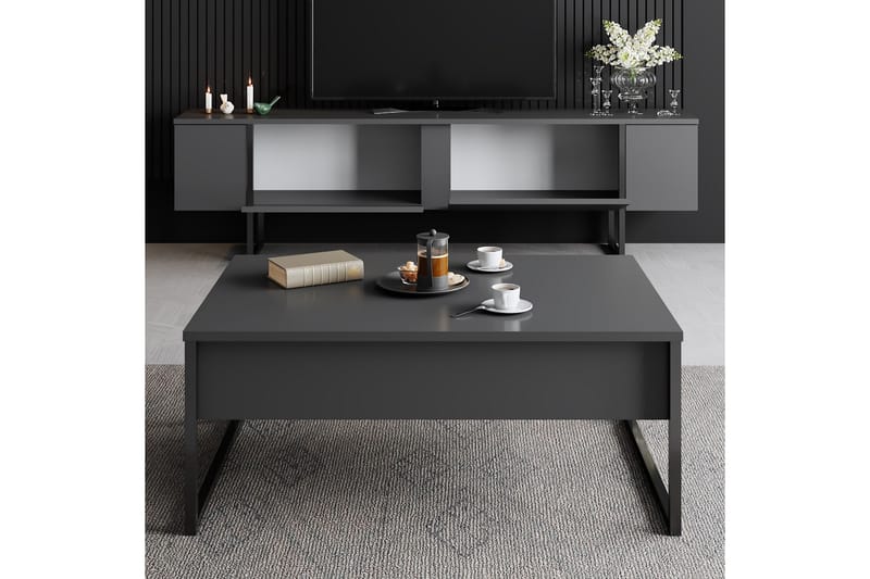 Luxe Tv-bänk 180x50 cm Svart - Hanah Home - Möbler - Tv möbel & mediamöbel - TV bänk & mediabänk