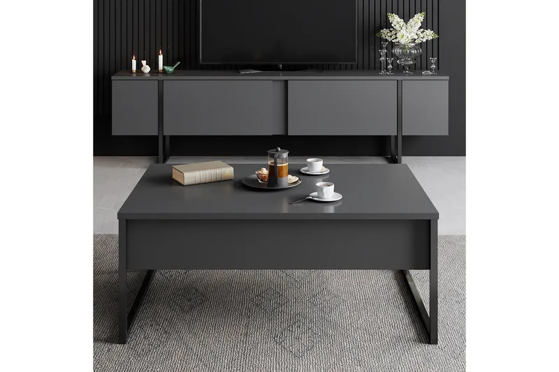Luxe Tv-bänk 180x50 cm Svart - Hanah Home - Möbler - Tv möbel & mediamöbel - TV bänk & mediabänk
