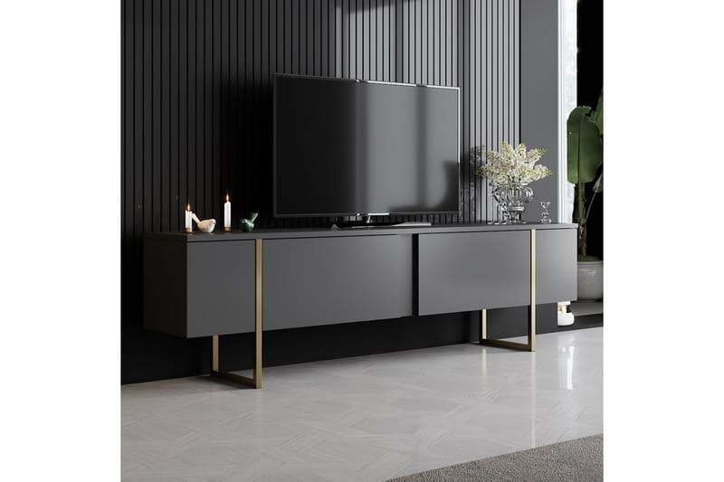 Luxe Tv-bänk 180x50 cm Svart/Guld - Hanah Home - Möbler - Tv möbel & mediamöbel - TV bänk & mediabänk