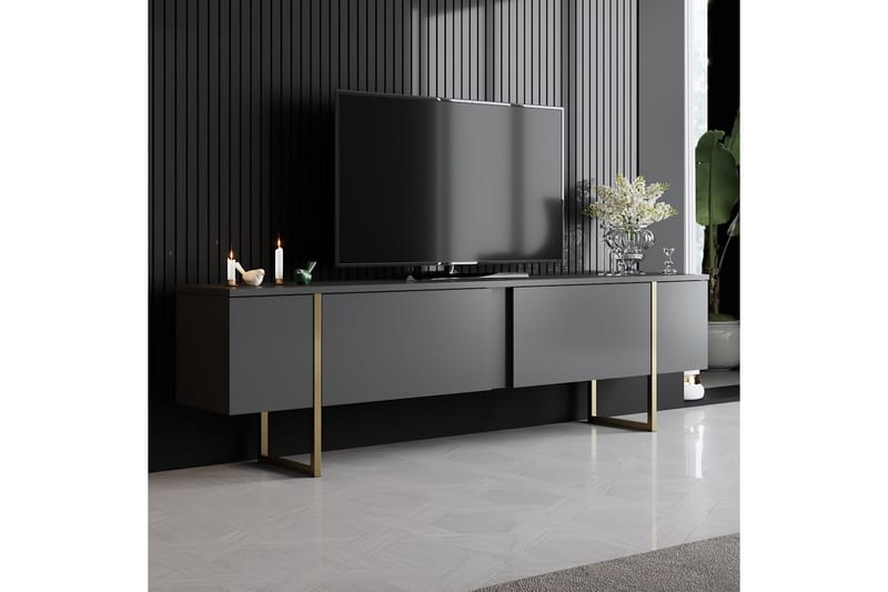 Luxe Tv-bänk 180x50 cm Svart/Guld - Hanah Home - TV bänk & mediabänk