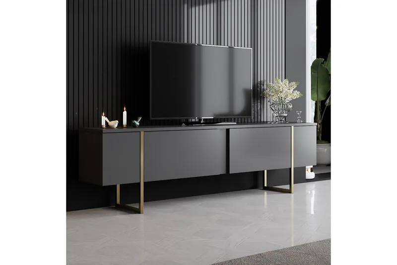 Luxe Tv-bänk 180x50 cm Svart/Guld - Hanah Home - Möbler - Tv möbel & mediamöbel - TV bänk & mediabänk