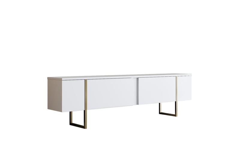 Luxe Tv-bänk 180x50 cm Vit/Guld - Hanah Home - TV bänk & mediabänk