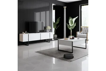 Luxe Tv-bänk 180x50 cm Vit/Svart - Hanah Home - Möbler - Tv möbel & mediamöbel - TV bänk & mediabänk