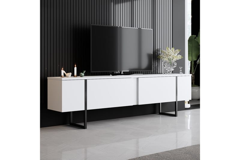 Luxe Tv-bänk 180x50 cm Vit/Svart - Hanah Home - TV bänk & mediabänk