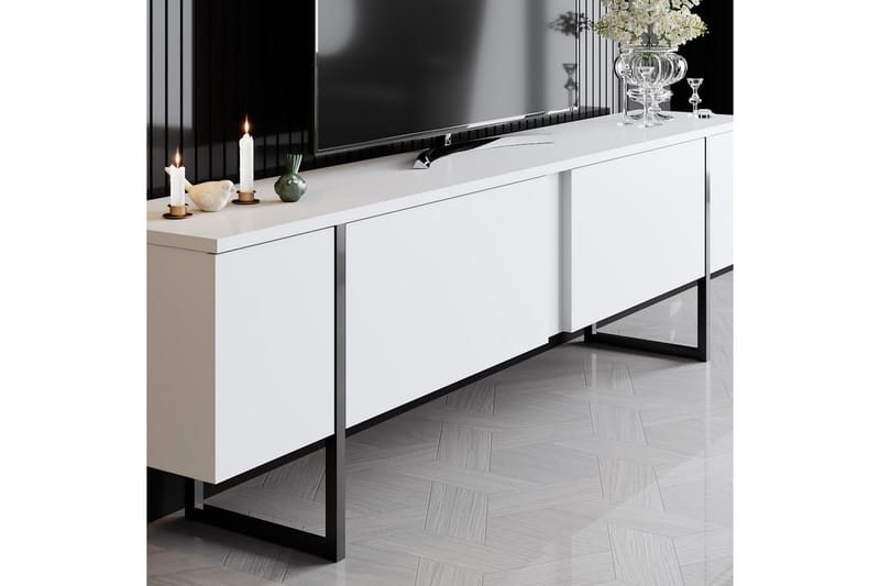 Luxe Tv-bänk 180x50 cm Vit/Svart - Hanah Home - Möbler - Tv möbel & mediamöbel - TV bänk & mediabänk