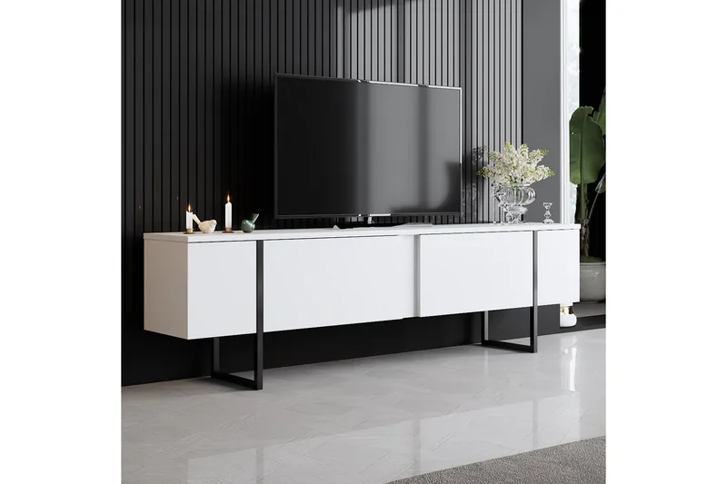 Luxe Tv-bänk 180x50 cm Vit/Svart - Hanah Home - Möbler - Tv möbel & mediamöbel - TV bänk & mediabänk