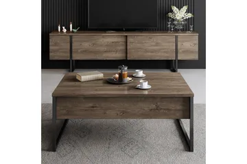 Luxe Tv bänk med Förvaring 180x50 cm - Brun / Svart / Trä - Möbler - Tv möbel & mediamöbel - TV bänk & mediabänk