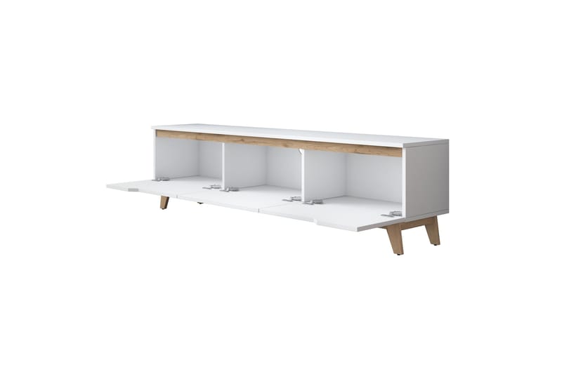 Lychester Tv-bänk 180x35 cm Vit/Brun - Hanah Home - Möbler - Tv möbel & mediamöbel - TV bänk & mediabänk